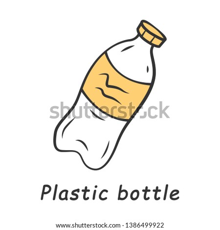 Plastic bottle color icon. Environmentally friendly, recycle, disposable material. Reusable empty plastic bottle. Drinking water waste. Ecology saving packaging. Isolated vector illustration
