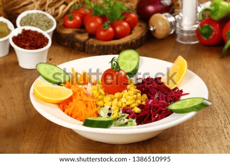 Fresh mixed vegetables salad in bowl