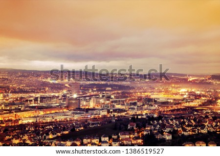 A panoramic view of Stuttgart at night Royalty-Free Stock Photo #1386519527