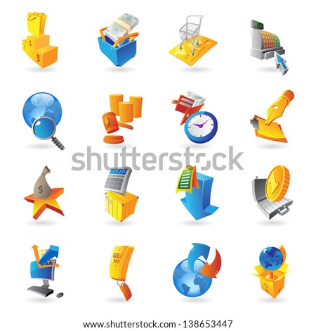 Icons for retail commerce. Raster version. Vector version is also available.
