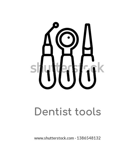 outline dentist tools vector icon. isolated black simple line element illustration from dentist concept. editable vector stroke dentist tools icon on white background