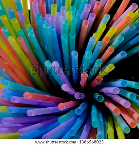 closeup colourful of drinking straws