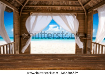 Table background of free space for your decoration and summer beach landscape 