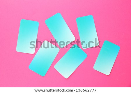 Business cards, on color background