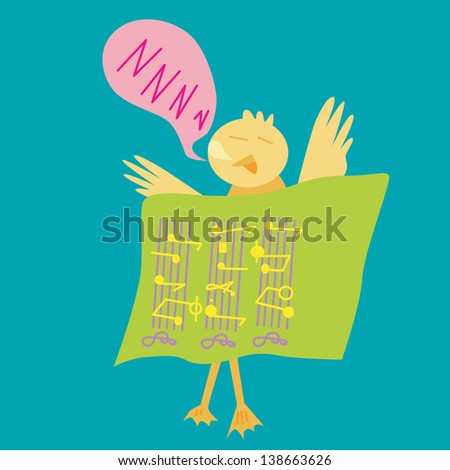Vector and illustration of duck sleep with music notes