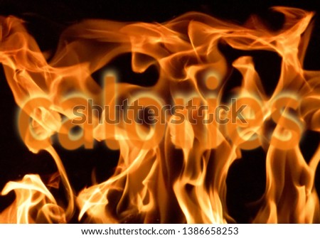 Abstract picture showing burning calories or fat in flames. Healthy lifestyle motivator. Royalty-Free Stock Photo #1386658253