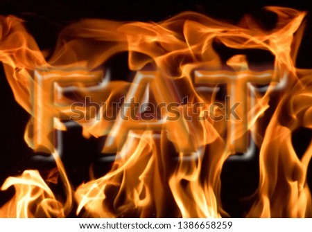 Abstract picture showing burning calories or fat in flames. Healthy lifestyle motivator.