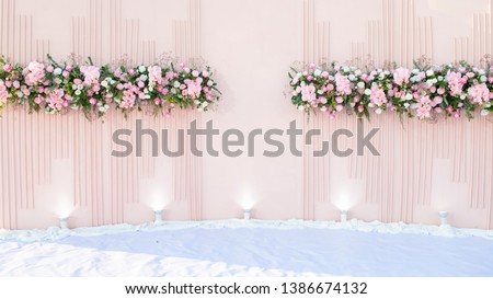 Pink wedding flower background and wedding decoration 