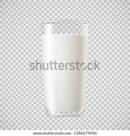 Milk in transparent glass, for your design, vector illustration Royalty-Free Stock Photo #1386679046