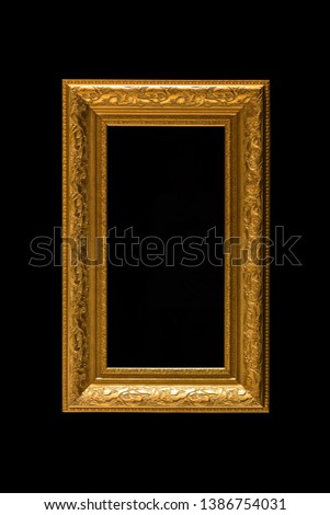 Gold frame Elegant vintage Isolated on black background.