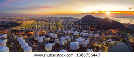 Landscape of Laem Chabang city and oil refinery industrial in Chonburi, Thailand Royalty-Free Stock Photo #1386756449