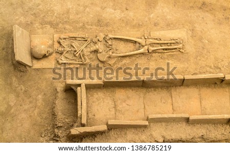 Viminacium, Serbia - April 20, 2019: Ruins of a roman emperor tomb at Viminacium archeological site near Danube river in Serbia - Image