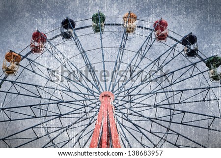 a photo of ferris wheel in graphic grunge style