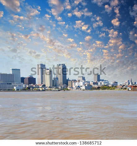 Wonderful skyline of New Orleans from Mississippi river - Louisiana.
