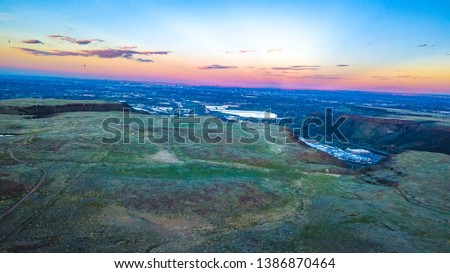 Drone Colorful Sunset on Denver, Colorado from Golden