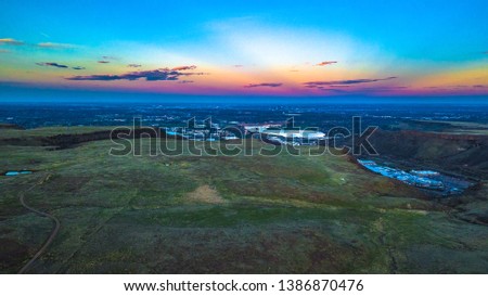 Drone Colorful Sunset on Denver, Colorado from Golden
