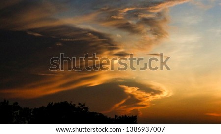 Magical sunset over the sky