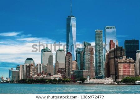 West side of Manhattan, New York City from a ferry.