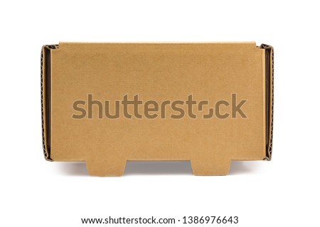 cardboard box for parcels from сraft isolated on white background, delivery concept, mock up, copy space