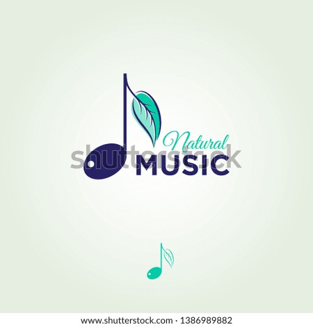 Musical note with a leaf. Musical logo. Emblem for a music bar.