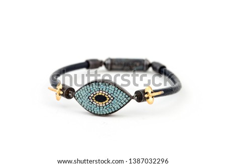 Mosaic bracelet, with gold ax pattern, evil eye bead-shaped