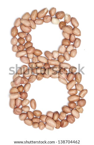 Peanuts in shape of letter 8