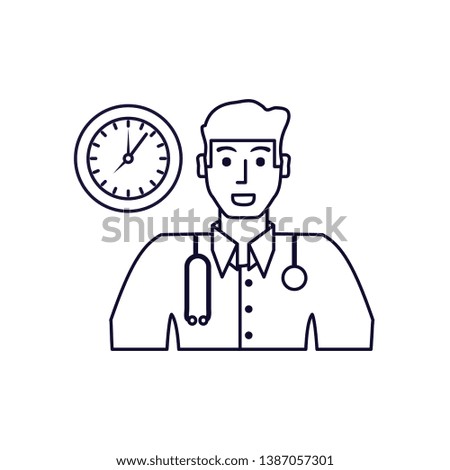 doctor professional with clock time
