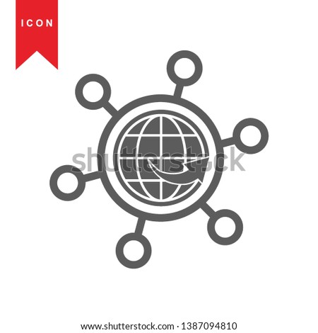 Global network connection. world map, Internet Icon - Premium Vector