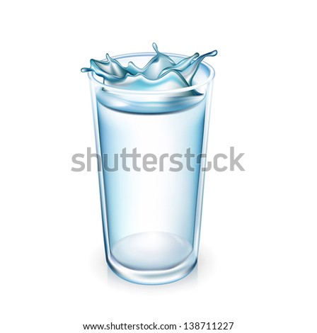 glass with water splash isolated on white