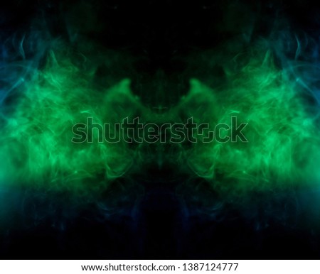 panorama green color abstract smoke texture . screening flowing and glowing background .