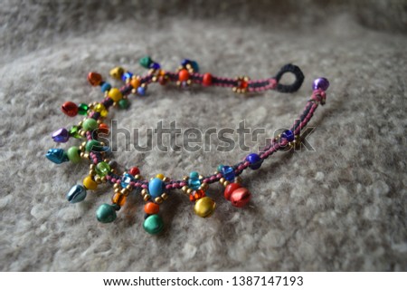 Colorful handmade, beaded boho, bohemian bracelet with bells