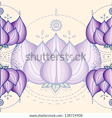 Lotus flower. Vector seamless pattern.