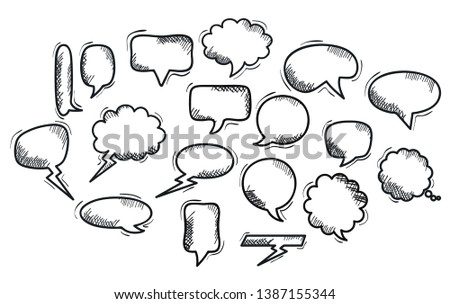 set of speech bubbles drawn