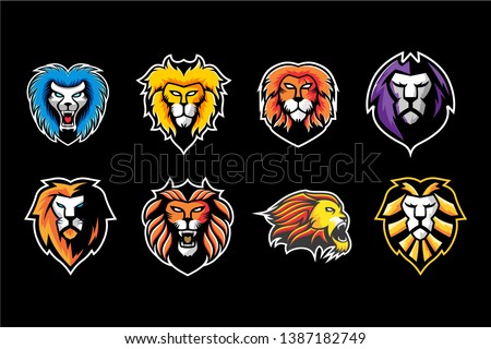 Set lion head vector, esport logo design, angry lion head