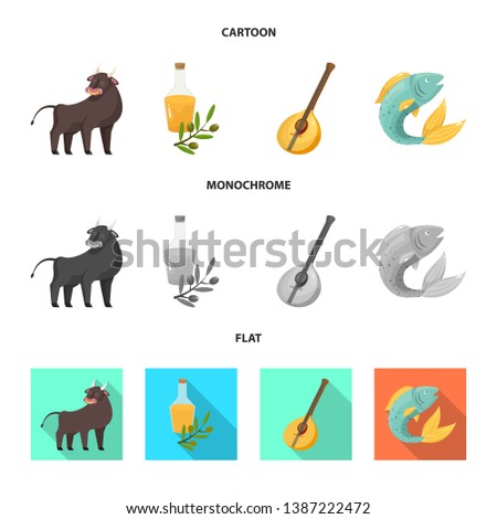 Isolated object of  and historic icon. Set of  and country vector icon for stock.