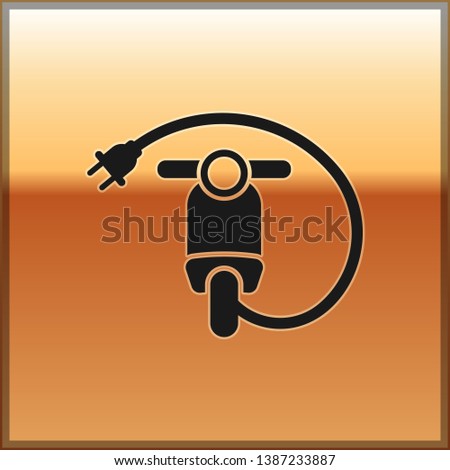 Black Electric scooter icon isolated on gold background. Vector Illustration