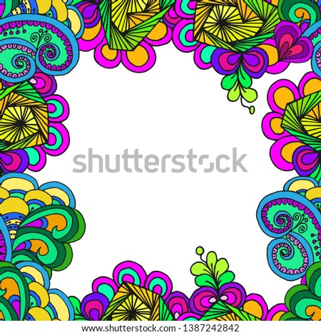 Abstract floral painted frame of geometric shapes seamless