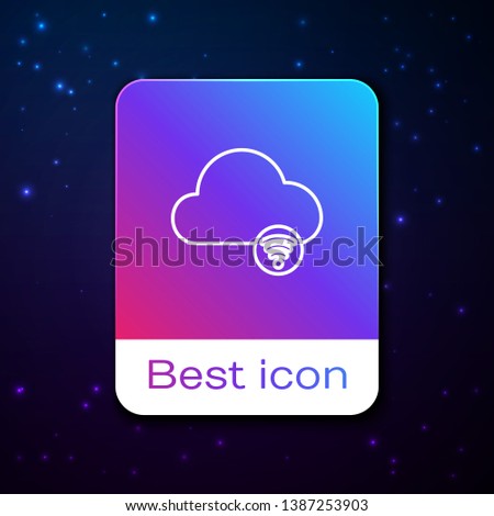 Fashion space background with Online cloud icon. Cloud computing contour symbol.