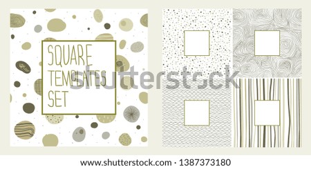 Square templates set for banners, cards, covers, paper bags. Modern trendy abstract pattern backround.