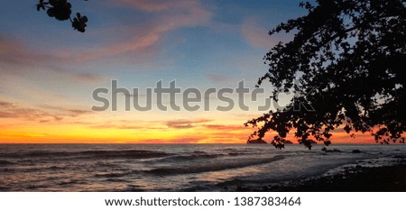 the view of sunset at Koh Chang Beach 