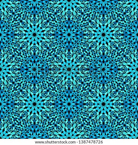 Seamless bohemian oriental glass mosaic ornament pattern background -  spiritual vector design