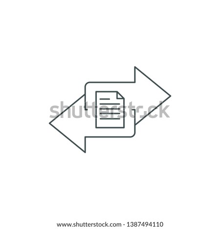 Exchange of documents. Vector linear icon, white background.