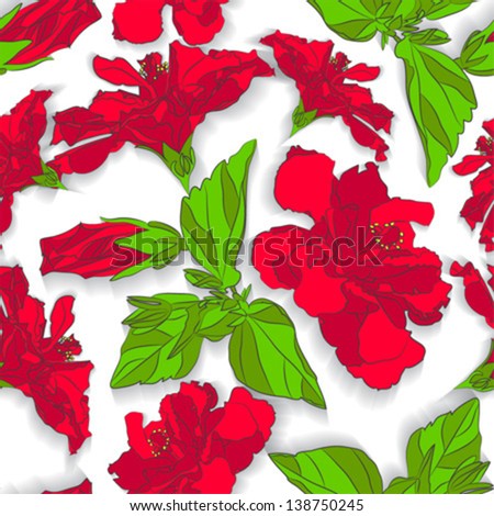pattern red flower, isolated on white background vector