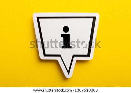 Information Sign speech bubble isolated on the yellow background.