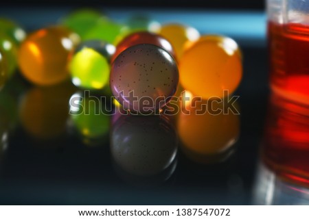 Colorful water balls with  reflection 