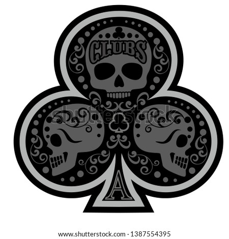 ace of clubs with skull, vintage design t shirts