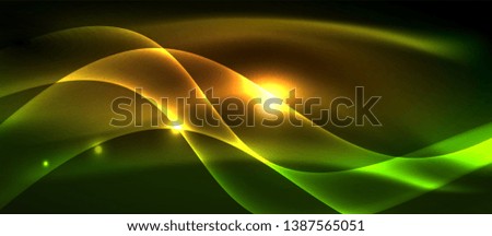 Neon shiny light glowing wave lines, vector futuristic techno template