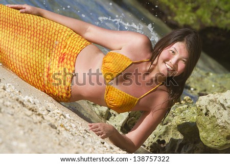 mermaid on tropical sea background