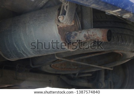 close up of an old rusty exhaust