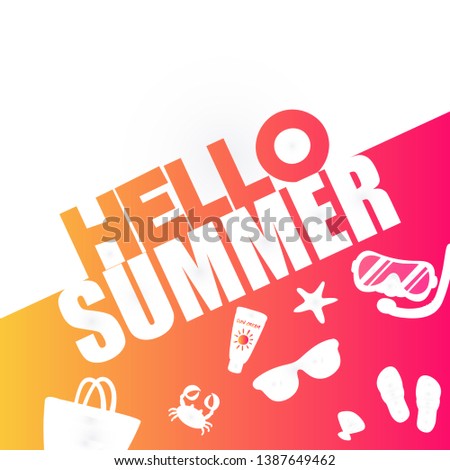 Hello summer web banner background. Sea or pool with sand. Hello Summer Holiday party beach template backdrop.